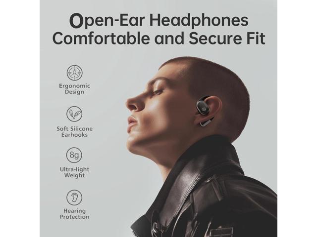 Open-Ear Headphones Wireless Bluetooth 5.3 Air Conduction Open Ear Buds with Mic Open Ear Earbuds with Earhooks IPX5 Waterproof 40Hours Playtime...