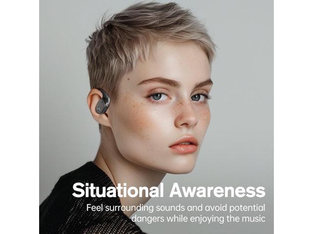 Open-Ear Headphones Wireless Bluetooth 5.3 Air Conduction Open Ear Buds with Mic Open Ear Earbuds with Earhooks IPX5 Waterproof 40Hours Playtime...