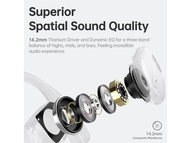Open-Ear Headphones Wireless Bluetooth 5.3 Air Conduction Open Ear Buds with Mic Open Ear Earbuds with Earhooks IPX5 Waterproof 40Hours Playtime...