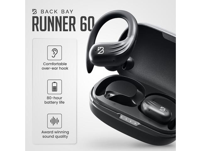 Runner 60 Wireless Running Earbuds, 80 Hour Long Battery Life Over the Ear Earbuds with EarHooks, Wrap Around Ear Buds Wireless Bluetooth Earbuds...