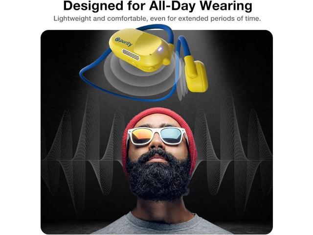Purity Air Open Ear Headphones - True Air Conduction Wireless Bluetooth Open Ear Earbuds with Dual Mic for iPhone/Android - Secured Long Wearing...