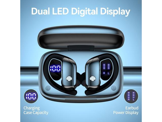bmani Wireless Earbuds Bluetooth Headphones 48hrs Play Back Sport Earphones with LED Display Over-Ear Buds with Earhooks Built-in Mic Headset for...