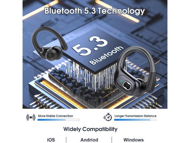 Wireless Earbuds 75hrs Bluetooth 5.3 Headphone Sport, 2024 Bluetooth Earbuds Stereo Deep Bass Over Ear Bud with Earhooks, ENC Noise Cancelling Mic,...