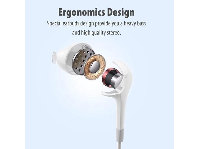 Earbuds Headphones 5 in One Pack, Wired Earbud with Heavy Bass Stereo Noise Blocking, Microphone, Compatible with iPhone, Android Phones, Laptops,...