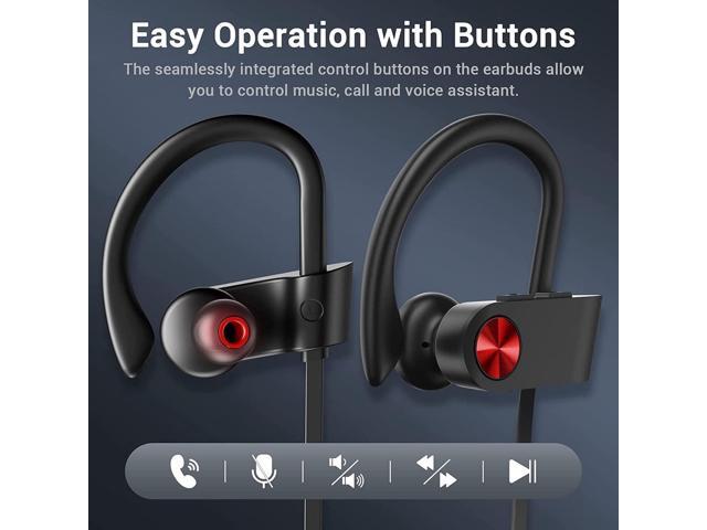 Bluetooth Headphones, Bluetooth 5.3 IPX7 Waterproof Wireless Sports Earbuds for Workout Gym, 16 Hrs Playtime Running Headphones with Noise...