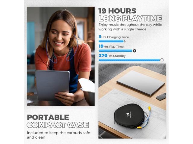 MIPEACE Bluetooth Earplug Headphones, Neckband Wireless Earbuds earplugs-29db Noise Reduction isolating in-Ear earplug Earphones and Controls,IPX5...