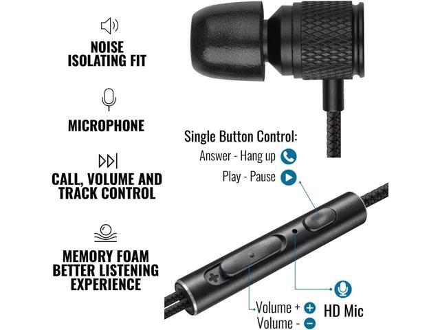 LUDOS Ultra Wired Earbuds in-Ear Headphones, 5 Years Warranty, Earphones with Microphone, Noise Isolating Ear Buds, Memory Foam for iPhone,...