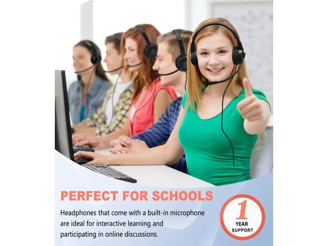 Bulk Headset with Microphone for Classroom School (10 Pack),Noise Cancelling Computer Headphones with Microphone for Office,Durable 3.5mm Wired...