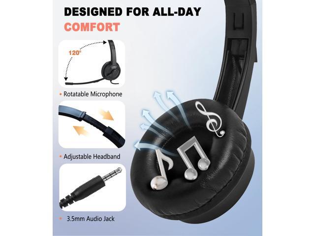 Bulk Headset with Microphone for Classroom School (10 Pack),Noise Cancelling Computer Headphones with Microphone for Office,Durable 3.5mm Wired...