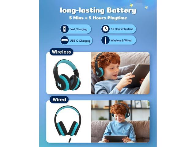 seenda Kids Bluetooth Headphones Boys, Kids Wireless Headphones with 85/94dB Volume Limited, 45H Playtime, 3 Lighting Modes, Built-in Mic, Over Ear...