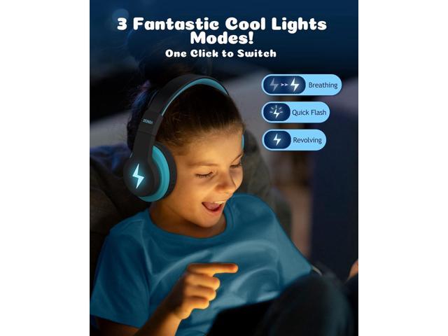 seenda Kids Bluetooth Headphones Boys, Kids Wireless Headphones with 85/94dB Volume Limited, 45H Playtime, 3 Lighting Modes, Built-in Mic, Over Ear...