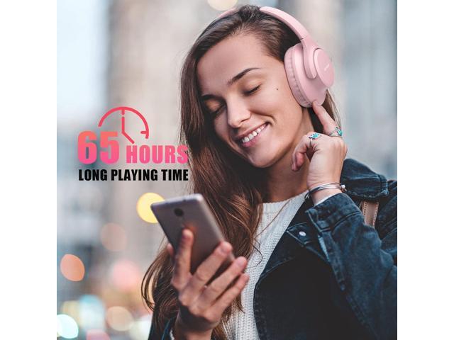 KVIDIO Bluetooth Headphones Over Ear, 65 Hours Playtime Wireless Headphones with Microphone,Foldable Lightweight Headset with Bass and Stereo Sound