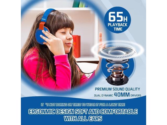 MIDOLA Kids Headphones Bluetooth 5.3 Wireless 60H Play Time Volume Limited 85/110dB Over Ear Foldable Protection Headset/Wired Aux Built-in Mic for...