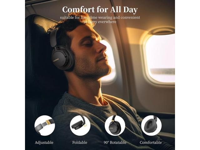 Noise Cancelling Headphones, Bluetooth Headphones Over The Ear Headphones Wireless Bluetooth with Mic, 80H Playtime, Deep Bass, Comfort Fit,...