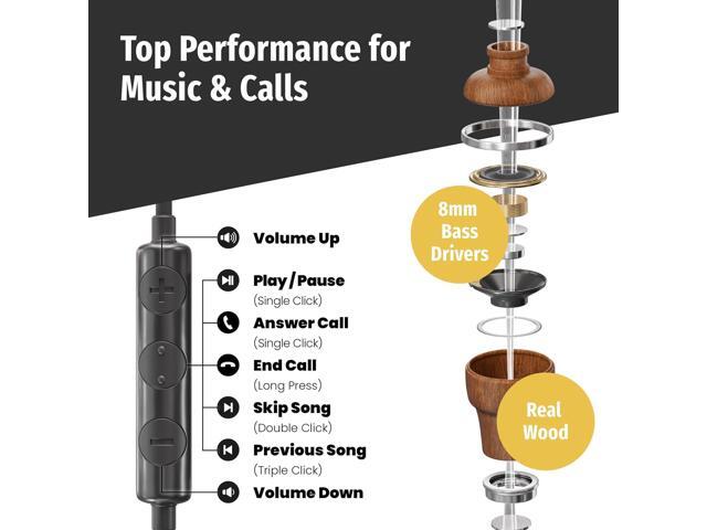 Symphonized Wired Earbuds with Microphone 90% Noise Cancelling Ear buds with Mic, in Ear Headphones Wire for Computer & Phone, Earphones 3.5 mm Jack