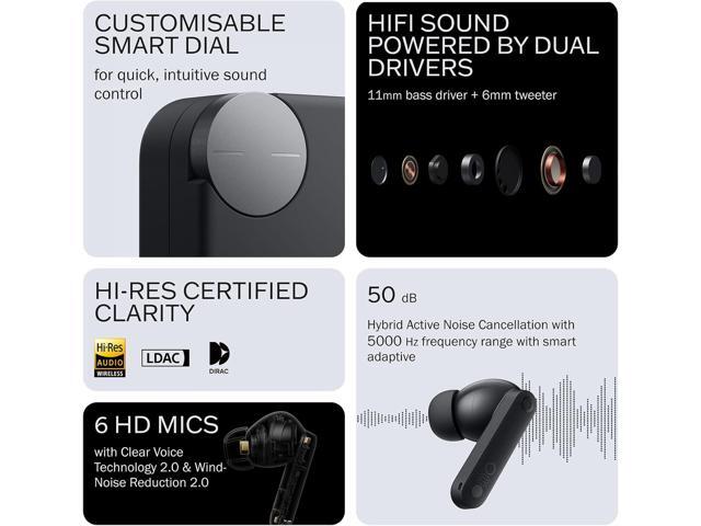 CMF Buds Pro 2 Wireless Earbuds, Hi-Res Audio with LDAC, 50 dB Hybrid Noise Cancelling Earbuds, Ultra Bass Technology, Bluetooth 5.3, 43H Play Time...
