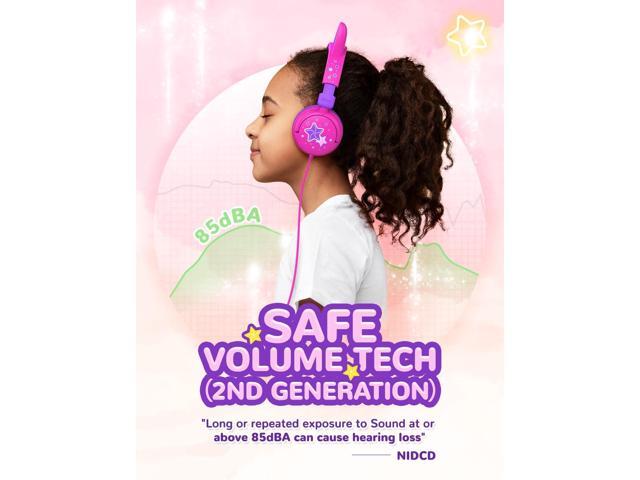 iClever Kids Headphones Cat Ear, LED Light Up, 85dBA Safe Volume, Stereo Sound Toddler Headphones for Travel School, Foldable 3.5mm Wired Kids...