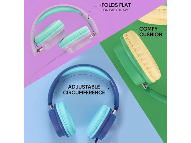 Kids Headphones with Microphone for School Bulk Set 5-Pack On-Ear, 3.5mm, Wired Headphones for Schools & Libraries Adjustable, Cushioned...
