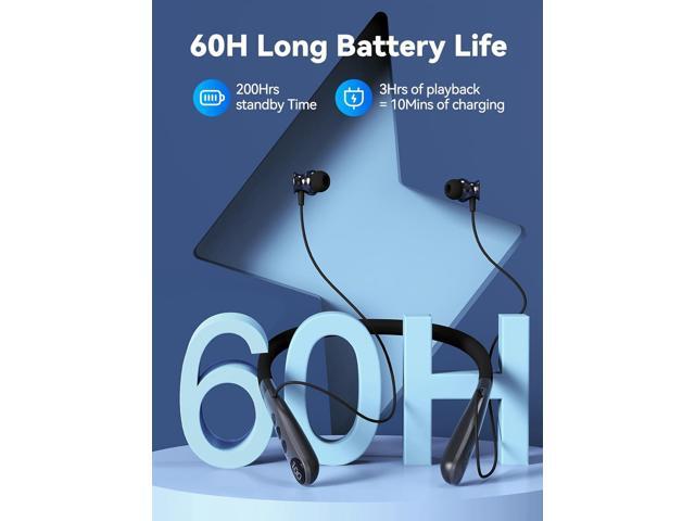 Bluetooth Headphones, V5.3 Wireless Earbuds with Mic for AI Noise Canceling Calls, in-Ear Neckband, 60H Playtime, IPX5 Sweat-Proof Magnetic...
