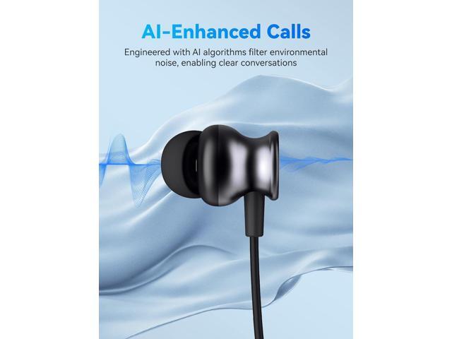 Bluetooth Headphones, V5.3 Wireless Earbuds with Mic for AI Noise Canceling Calls, in-Ear Neckband, 60H Playtime, IPX5 Sweat-Proof Magnetic...