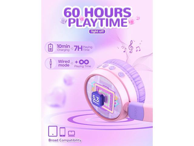 iClever Kids Bluetooth Headphones, Light Up Cat Ear,60H Playtime, USB C Fast Charging, Safe Volume 74/85dBA, Bluetooth 5.3,Kids Headphones Wireless...
