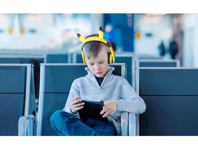 eKids Pokemon Kids Bluetooth Headphones, Wireless Headphones with Microphone Includes Aux Cord, Volume Reduced Kids Foldable Headphones for School,...