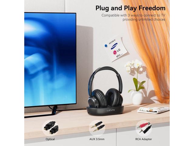LEVN Wireless Headphones for TV Watching, TV Headphones Wireless for Seniors with TV Transmitter Charging Base, Hearing-impaired, No Audio Delay...