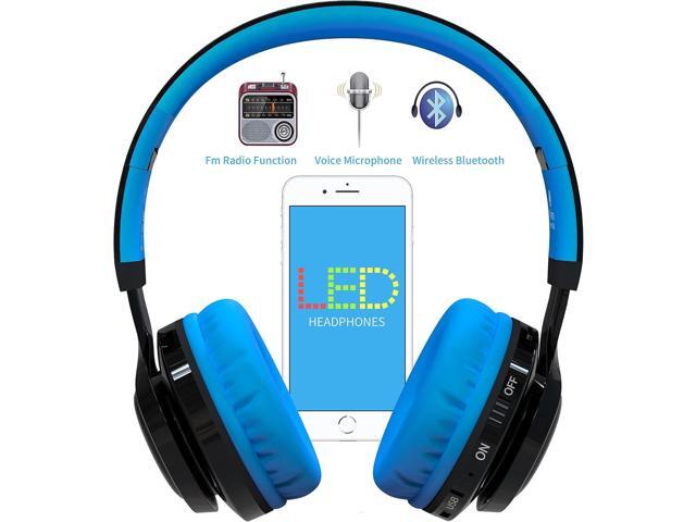 Riwbox Wireless Headphones for Kids, AB005 Kids Bluetooth Headphones V5.2 with Microphone Foldable Headset with TF Card FM Radio and LED Light...