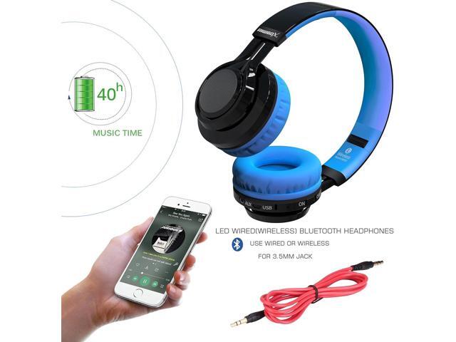 Riwbox Wireless Headphones for Kids, AB005 Kids Bluetooth Headphones V5.2 with Microphone Foldable Headset with TF Card FM Radio and LED Light...