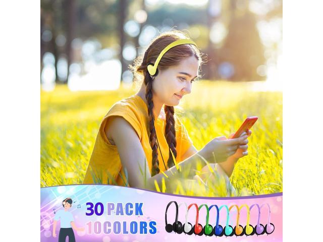 Kids Headphones Bulk 30 Pack for Students School Multi Colors, Wholesale Wired Adjustable On Ear Headphones for Classroom Children Toddler Boys...