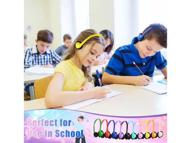 Kids Headphones Bulk 30 Pack for Students School Multi Colors, Wholesale Wired Adjustable On Ear Headphones for Classroom Children Toddler Boys...