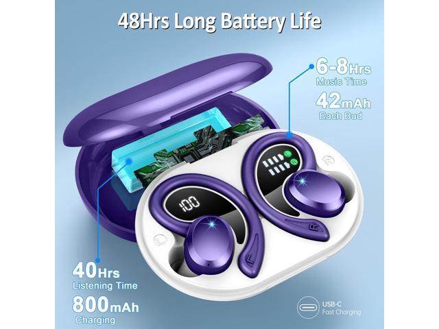 Wireless Earbuds Bluetooth Headphones Sport, Bluetooth 5.3 Earbud 3D HiFi Stereo Over Ear Buds, 48H Noise Cancelling Mic Wireless Earphone with...