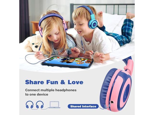 SIMOLIO 2 Pack Headphones for Kids with Mic, 75dB/85dB/94dB Safe Volume Limit, Wired Headphones for Girls Boys Children with Share Jack, On-Ear...