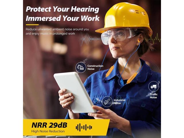 MIPEACE Bluetooth Work Earplugs Headphone,Wireless in-Ear Noise Isolating Earbuds,29dB Noise Reduction Headphone with Control,19+ Hours Battery for...