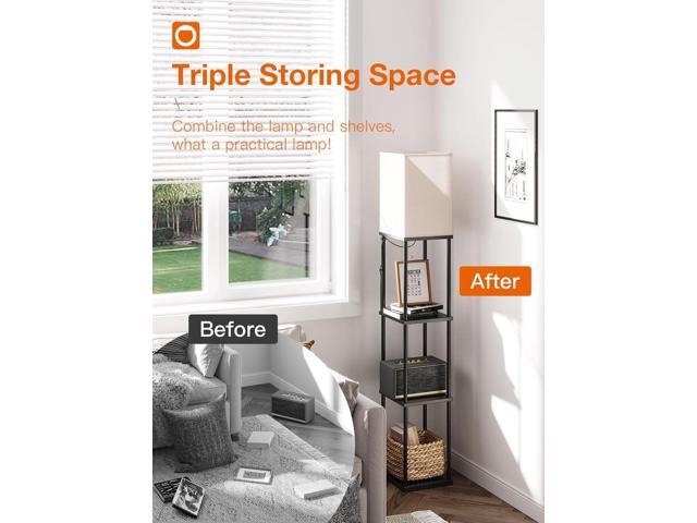 addlon Floor Lamp with Shelves, 4-Tier Modern Shelf Floor Lamp with 3CCT LED Bulb, Display Lamp for Living Room, Bedroom and Office - Black