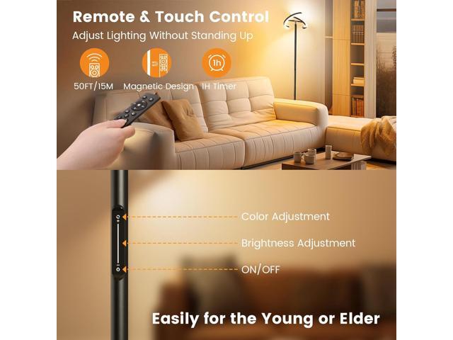 Floor Lamps for Living Room,SIBRILLE Modern Stepless Dimmable Standing Lamp 3000-6000K,22W LED Rotatable Reading Standing Light,Touch & Remote...