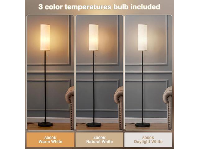 Ambimall 64'' Floor Lamp for Living Room with Bulb - Tall Lamps with Beige Lampshade & Pull Chain Switch, Pole Lamps for Bedrooms Tall, Minimalist...