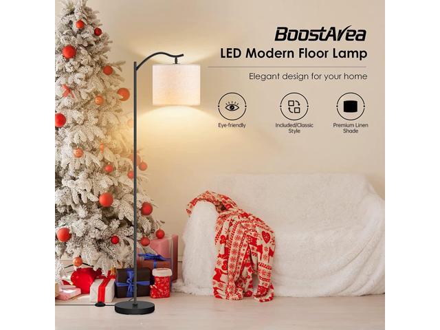 BoostArea Floor Lamp for Living Room,LED Arched Floor Lamps, Tall Modern Standing Lamp with Beige Linen Shade,Footswitch,Mid Century Floor Lamp for...