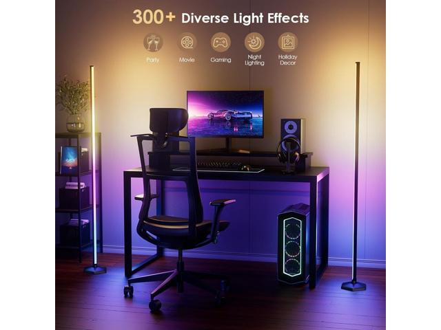 2PCS RGB Floor Lamp, Bluetooth APP and Remote Control 65' Smart Modern Standing Lamp Music Sync 16 Million DIY Colors Changing LED Floor Lamp with...