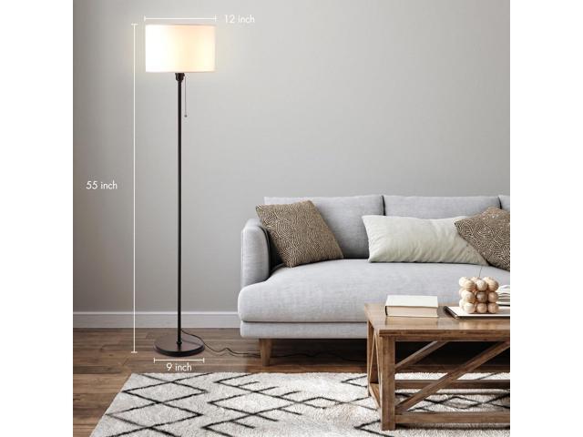 OBright Ted - Drum Shade Standing Lamp, Pull Chain Switch, E26 Socket, Modern Minimalist Design, Simple Floor Lamp for Living Room, Bedroom,...