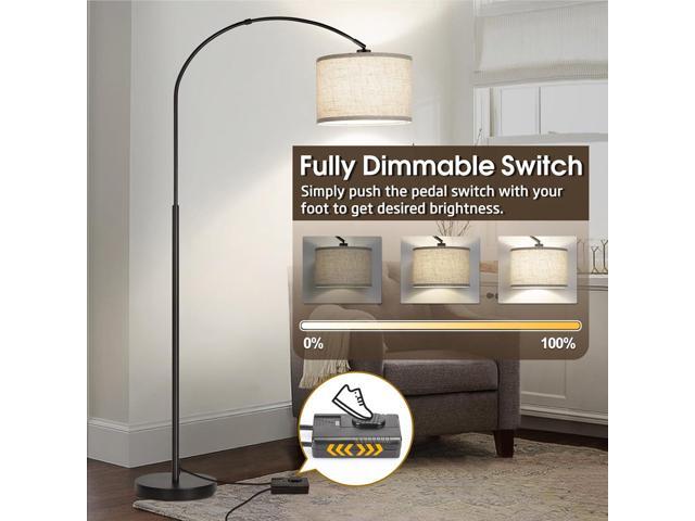 Dimmable Floor Lamp, Arc Floor Lamp with Dimmer, Black Standing Lamp with Adjustable Hanging Shade, Over Couch Tall Reading Light, Modern Pole Lamp...