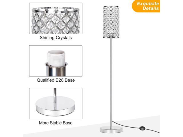 Crystal Floor Lamp, Modern Standing Lamp with Elegant Shade, LED Floor Lamp with On/Off Foot Switch Silver Finish Tall Pole Lamp Accent Lights for...
