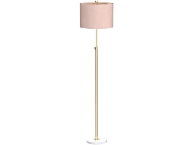 JONATHAN Y JYL3022A 65' Adjustable Brass Gold Modern Floor Lamp with White Marble Base, Tall Standing Reading Lamp with Linen Drum Shade for Living...