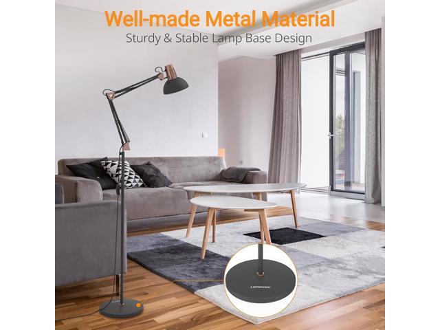 LEPOWER Floor Lamp, Metal Adjustable Reading Swing Arm Standing Lamp with Heavy Metal Base, Eye-Caring Reading/Pole Lamp with On/Off Switch for...