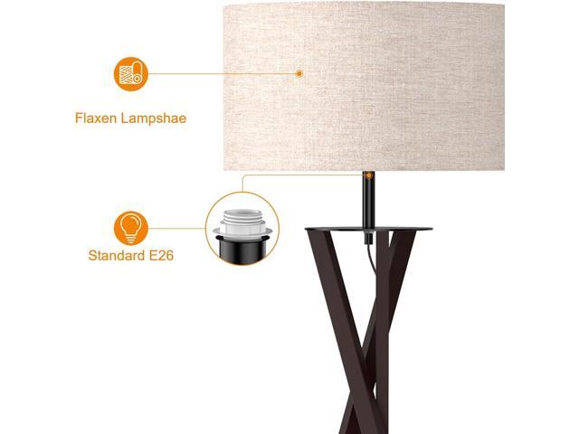 LEPOWER Tripod Floor Lamp, Mid Century Wood Floor Lamps for Living Room, Bedroom and Office, Flaxen Lamp Shade with E26 Lamp Base