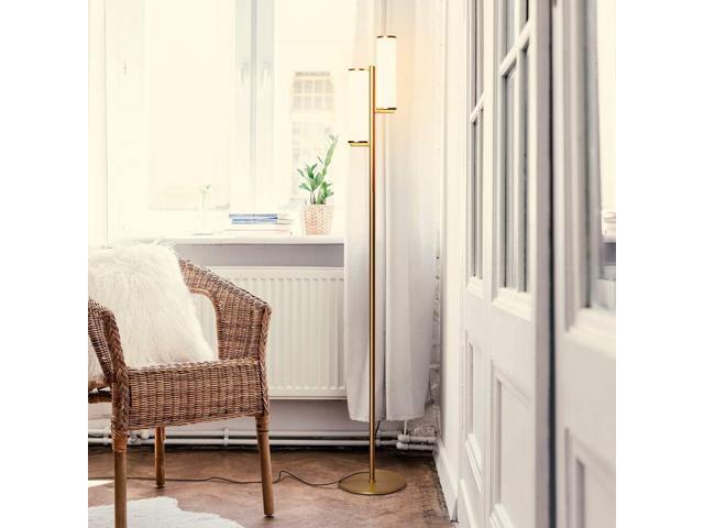 Brightech Gemini Dimmable Floor Lamp with Two Lights - Modern Tall Tree Lamp for Bedroom, Office, Living Room - Gold/Brass