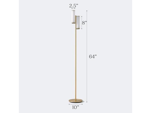 Brightech Gemini Dimmable Floor Lamp with Two Lights - Modern Tall Tree Lamp for Bedroom, Office, Living Room - Gold/Brass