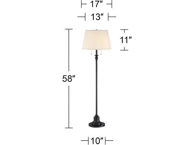 360 Lighting Spenser Traditional Floor Lamp Standing Exquisite 58' Tall Oiled Bronze Brown Metal Thin Column Off-White Linen Fabric Empire Shade...