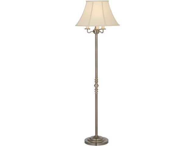 Regency Hill Montebello Traditional Shabby Chic Floor Lamp Standing Pole 59' Tall Antique Brass Gold Metal Off White Bell Shade Candelabra Decor...