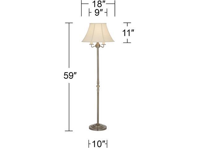 Regency Hill Montebello Traditional Shabby Chic Floor Lamp Standing Pole 59' Tall Antique Brass Gold Metal Off White Bell Shade Candelabra Decor...